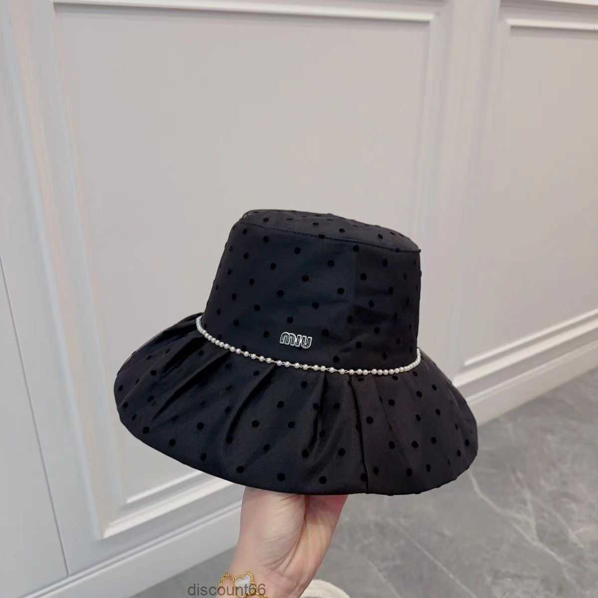

Miu Princess Celebrity Wind Fisherman Hat Pearl Vintage Dot Sweet and Lovely Big Brim Foreigner Korean Edition Pot Hat4ckn1VG9, Beige