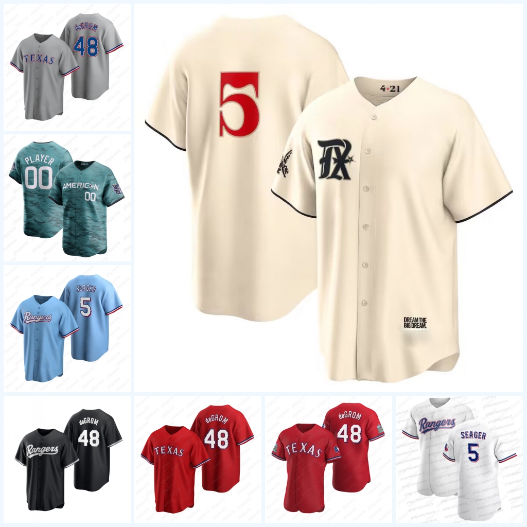 

All-Star Baseball Jerseys Texas#48 Jacob deGrom Jonah Heim Marcus Semien wyatt langford Josh Jung Corey Seager Adolis Garcia Nathan Eovaldi City Connect Brad Miller, Blue1 men cool base