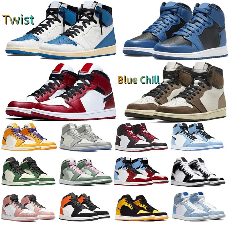 2023 1 mens Basketball Shoes Sneakers Chicago Reimagined Bred Patent Dark Mocha Pine Green Rebellionaire Grey Fog Fearless Obsidian Men Trainers