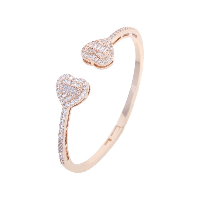 Charm Bracelets Free Shipping Heart Love Shape Adjustable Bangle Bracelet Women Men Hip Hop Iced Out Bling Cubic Zirconia Couple Jewelry Gift