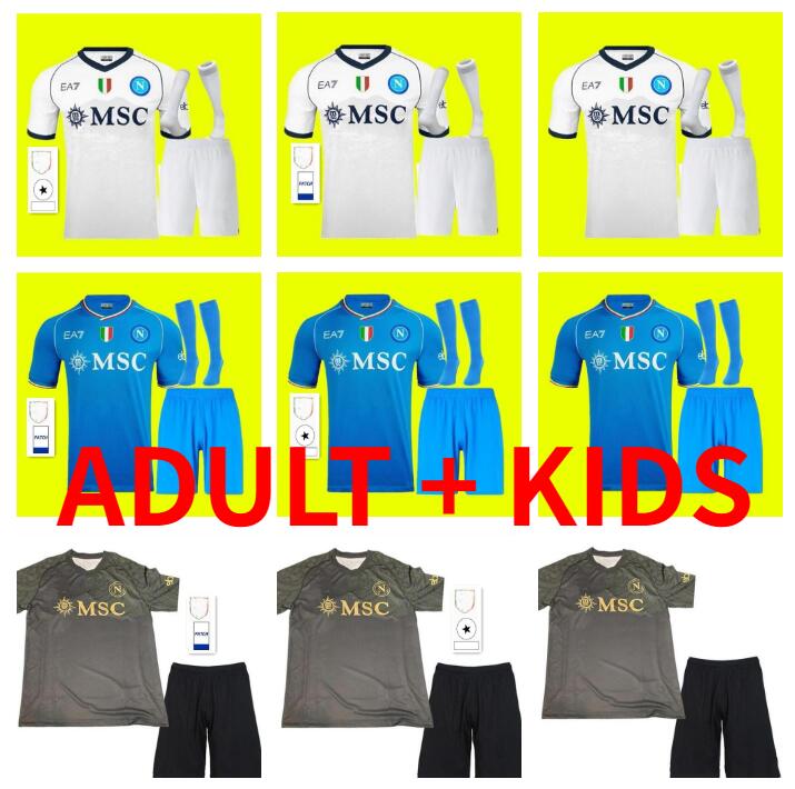

2023 2024 Napoli Soccer Jerseys MARADONA LOZANO KVARATSKHELIA 23 24 SSC Naples MAGLIA ANGUISSA OSIMHEN Men Kids Kit socks full set