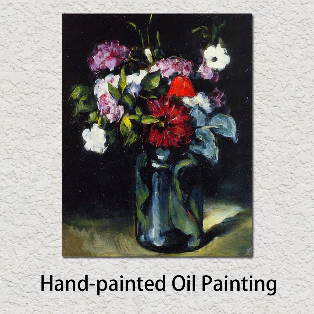 

Handmade Oil Painting Paul Cezanne Flowers in A Vase Modern Art Still Life Canvas Picture for Bedroom Wall Decor