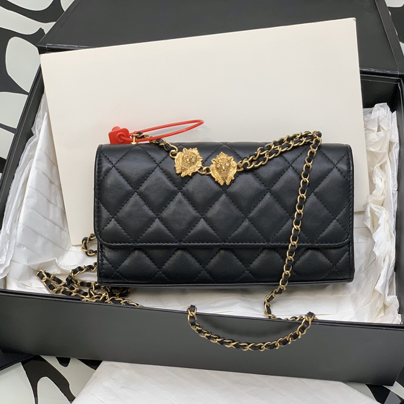 

Designer Cellphone Pouch 17CM Flap Phone Holder With Chain Handbag 10A Lambskin Crossbody Bag With Box C139, Black