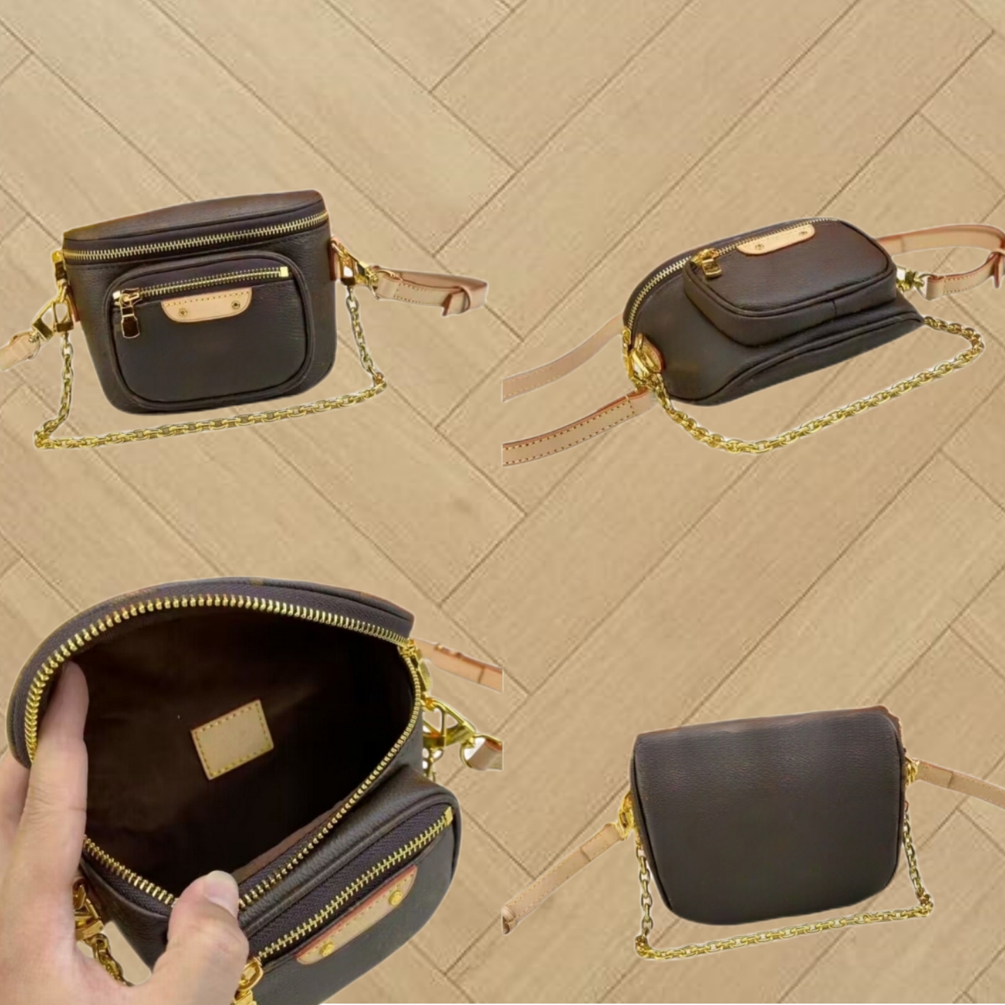 

Waist Bags Crossbody bags BUMMINI Designer M82335 Handbag Purse Hobo Satchel Evening Tote Cross Body Chain Casual Bag, Black