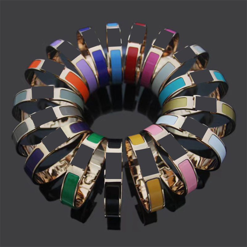 Brand Classic 12mm Wide Rose Gold Cuff Bracelet Luxury Designer Couple Bracelet European Fashion Stainless Steel Bracelet for Men and Women-image-781318471