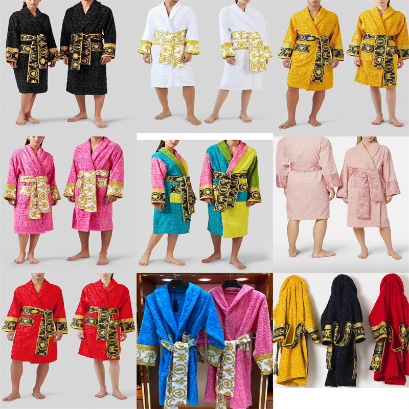 

Jacquard Sleepwear Gown Vintage Robe with Waist Belt Womens Mens Winter Bath Robes Thick Dressing Gowns 8 colors, Pink