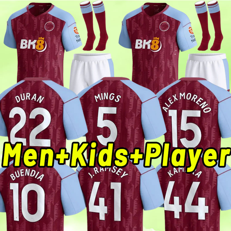 

23/24 AsTOn VilLaS Soccer Jerseys Kit Home 2023 2024 Football Shirt Training Home Away Camisetas Futbol MINGS McGINN BUENDIA WATKINS Maillot Foot men kids
