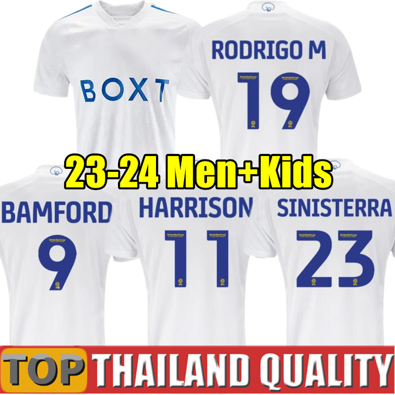 

23 24 BAMFORD Leeds Llorente soccer jerseys 2023 2024 Adams Aaronson HARRISON SINISTERRA UNITEDES JAMES football shirt set Men Kids Kit uniform, 23/24 away - men