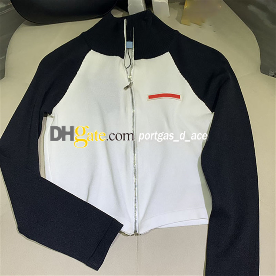 

Contrast Color Cardigan Women Knitted T Shirts Cardigan Jacket Long Sleeve Knitted Tops, White with label #0711