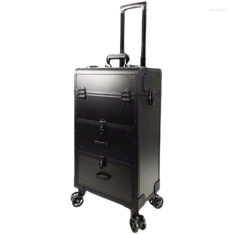 

Suitcases Makeup Storage Box Beauty Artist Suit Luxury Aluminum Rolling Wheel Barber Toolbox Vintage Manicure Embroidery Trolley