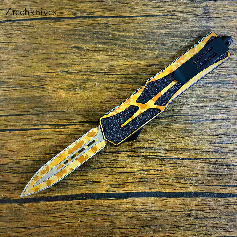 

Automatic Opening Durable Materials Tanto Blade Clip Point Blade G10 Handle Stainless Steel Handle Stainless Steel Blade Assisted Belt