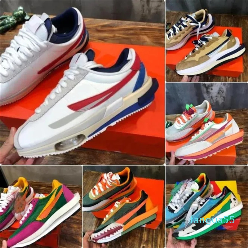 

2023- Sneakers Sacais Shoes White University Red Trainer Mesh Leather Suede Designer Sneaker, Color26
