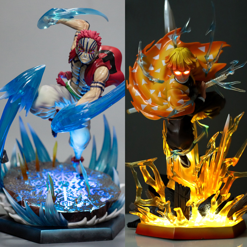 Movie Games Demon Slayer Anime Action Figures Agatsuma Zenitsu GK Statue Scene Figure Kimetsu no Yaiba Figurine 32cm-image-884282433