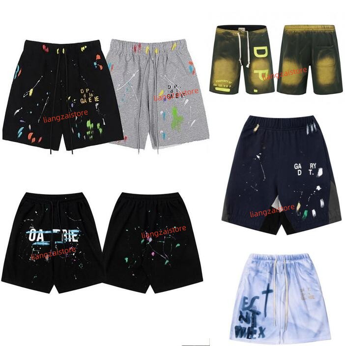 

Men's Shorts American Fashion Brand Galleryes Depts Hand-painted Splash Printing Pure Cotton Terry Shorts Fog High Street 5-point Casual Pants, Custo4