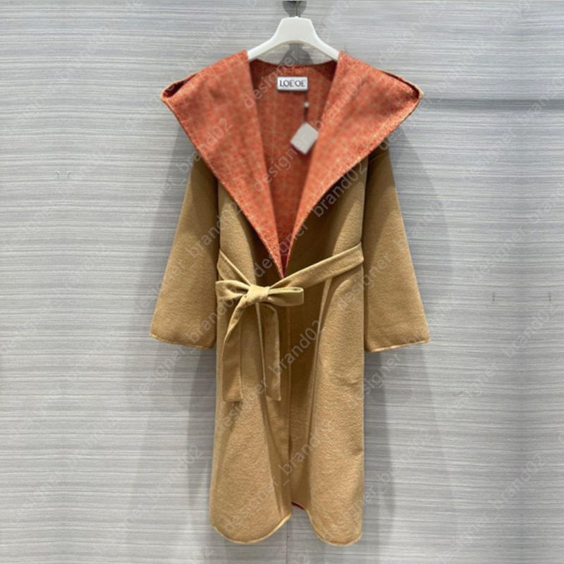 Womens Overcoat Designer Lapel Pocket Wool Blend Outerwear Winter Lady Slim Outfit Long Trench Jacket