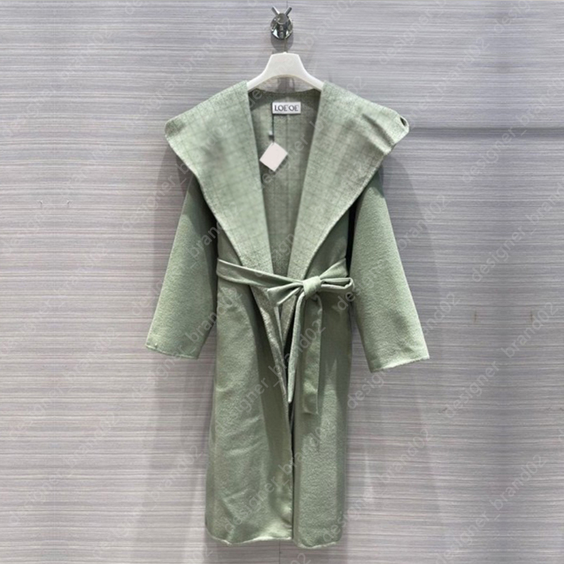 Womens Overcoat Designer Lapel Pocket Wool Blend Outerwear Winter Lady Slim Outfit Long Trench Jacket-image-884220095