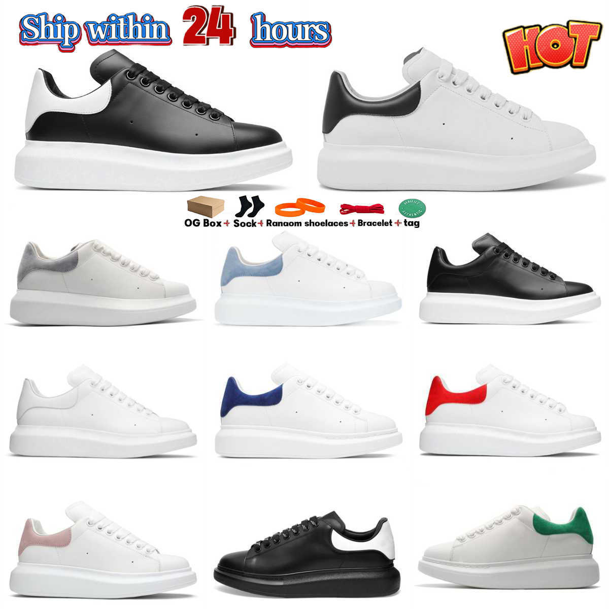 

Designer Oversized leather casual shoes for men women Flats Luxury mc Black White Suede Thick Bottom alexanders queens Trainers 36-46, 21