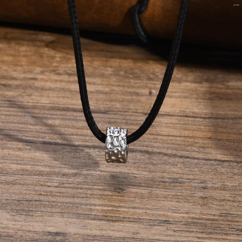 

Chains Stainless Steel Hammer Ring Pendant Necklace Silver Men Leather Rope Chain Jewelry For Gift