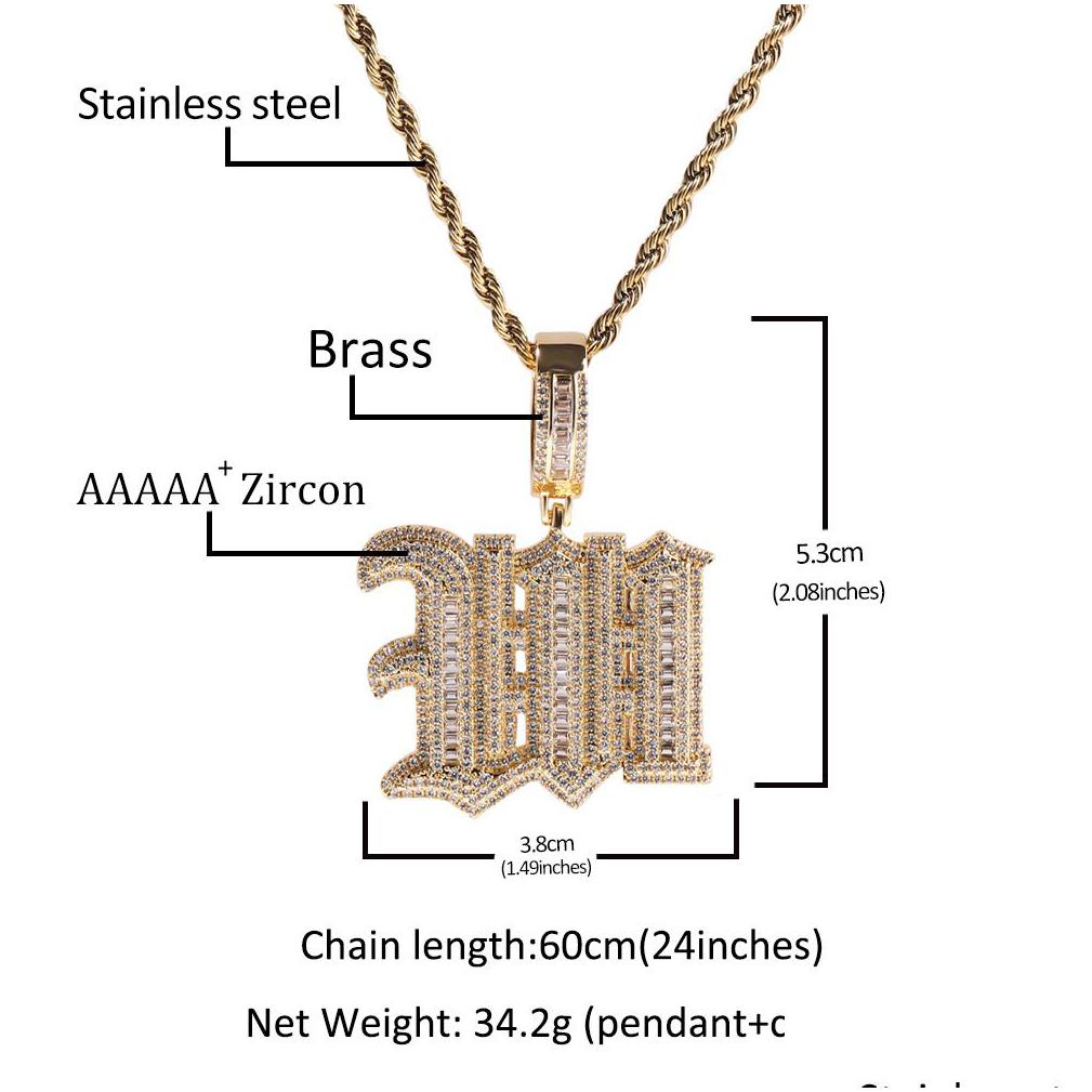 personalized letter pendant necklaces - old english style zircon bling 18k gold plated a-z customizable stylish accessory for men and