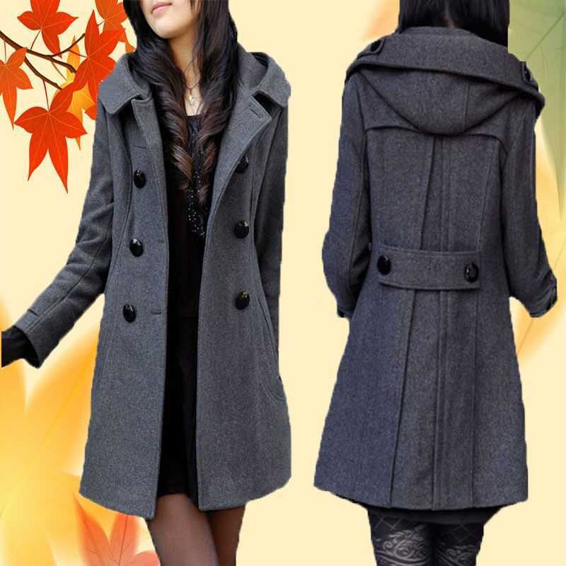 Femmes Mélanges De Laine Femmes Veste D'hiver Longue Plus La Taille En Laine Minceur Et Minceur Manteau De Fourrure Avec Un Chapeau Épaissi Et Co