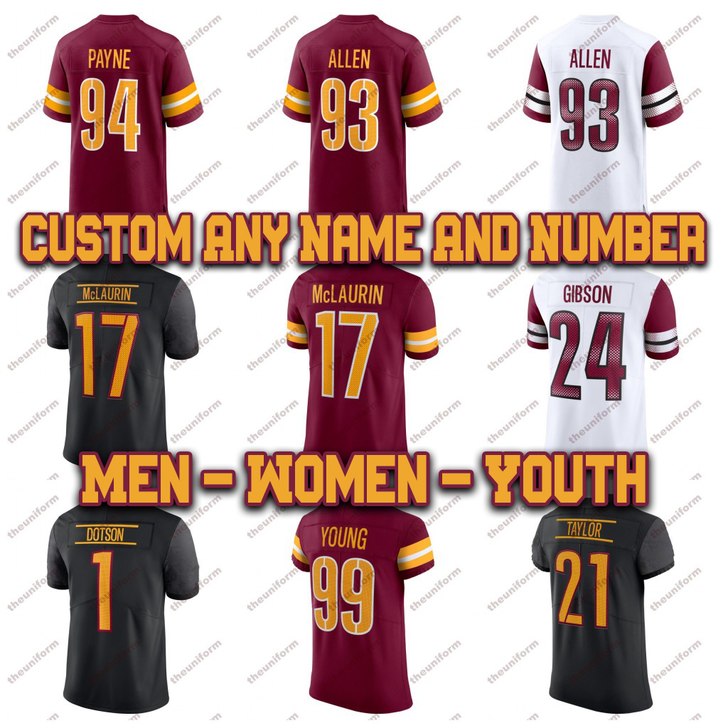 

Custom Mens 17 McLaurin American Football Jerseys 21 Taylor 14 Howell 1 Dotson 93 Allen 99 Young 8 Robinson Jr 13 Forbes Jr Womens Youth Football Jersey Size S-5XL, Women 2