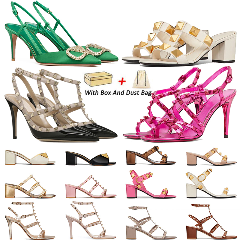 

2023 famous women sandals luxury dress shoes designer high heels leather rivet black peep-toes womens lady sexy party wedding sandal size 42, Item (1)