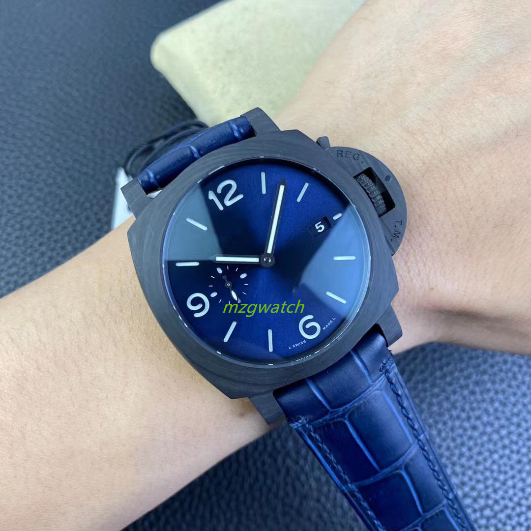 

SBF Mens watch PAM1664 Cal.P.9010 Mechanical movement Carbon fiber watch case Sapphire crystal glass watch mirror Diameter 44mm Luminous display VSF, As shown