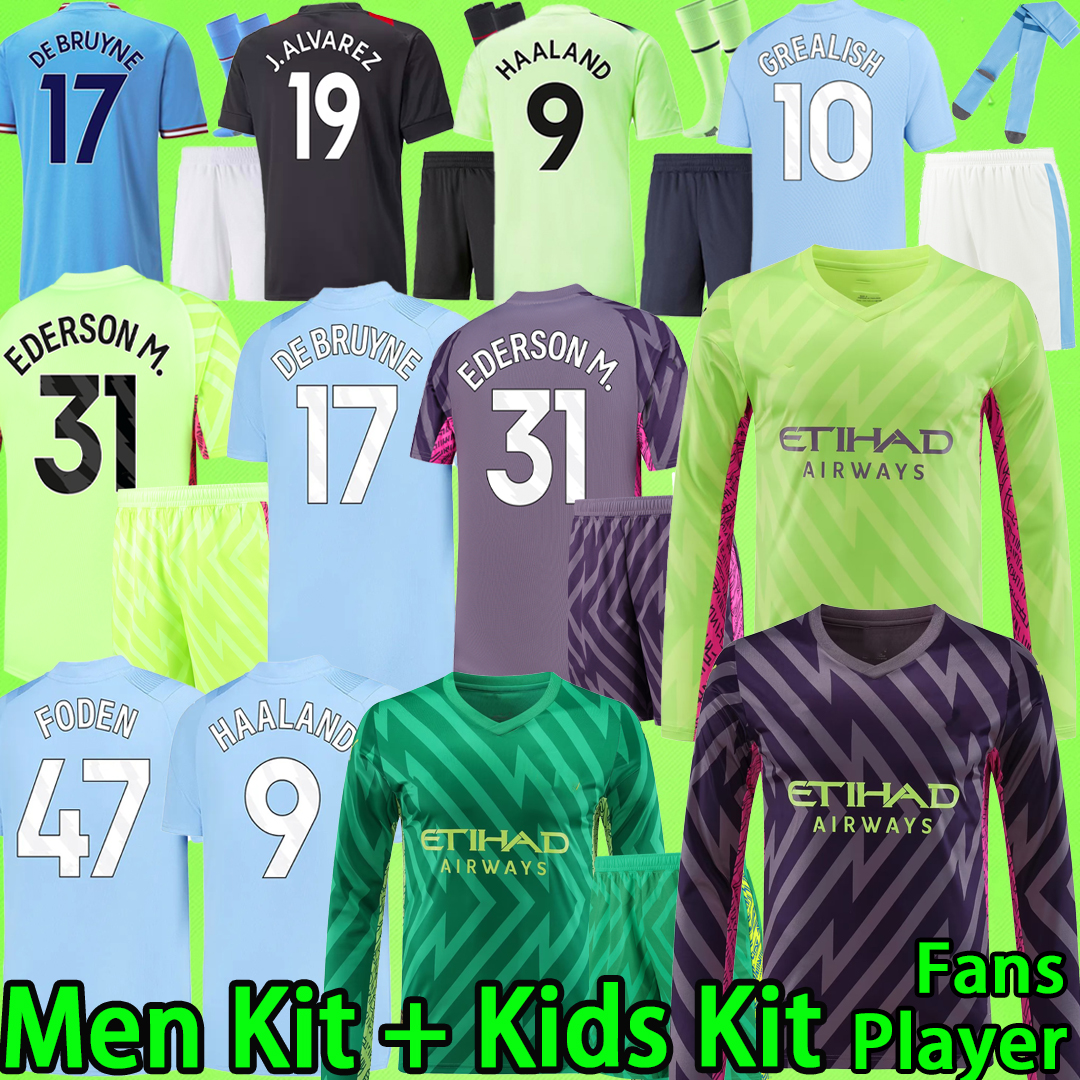 

23 24 HAALAND MAN CITYS soccer jerseys goalkeeper men set kids kit 2023 2024 FODEN football shirt women DE BRUYNE long sleeve uniform MancHesterS boys player version, Soccer kit 23/24