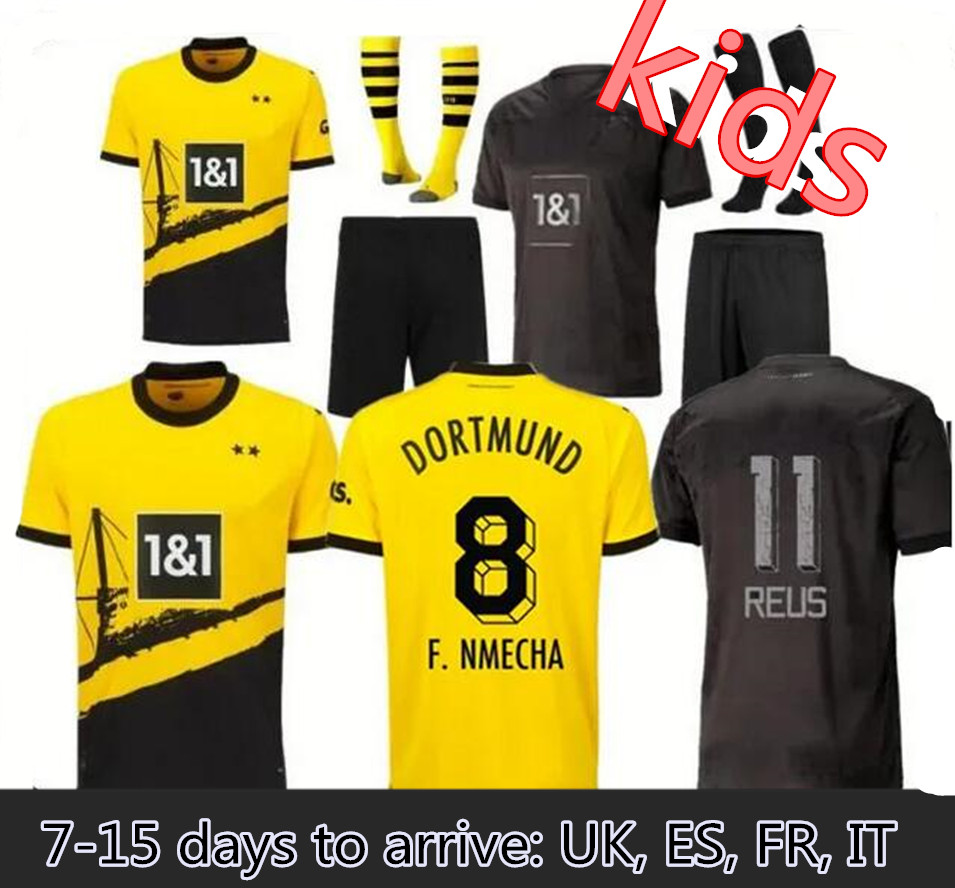 

kids football kits Dortmund soccer jerseys All-Black Special blackout Borussia 2023 2024 REUS BELLINGHAM HUMMELS REYNA BRANDT Westfalen