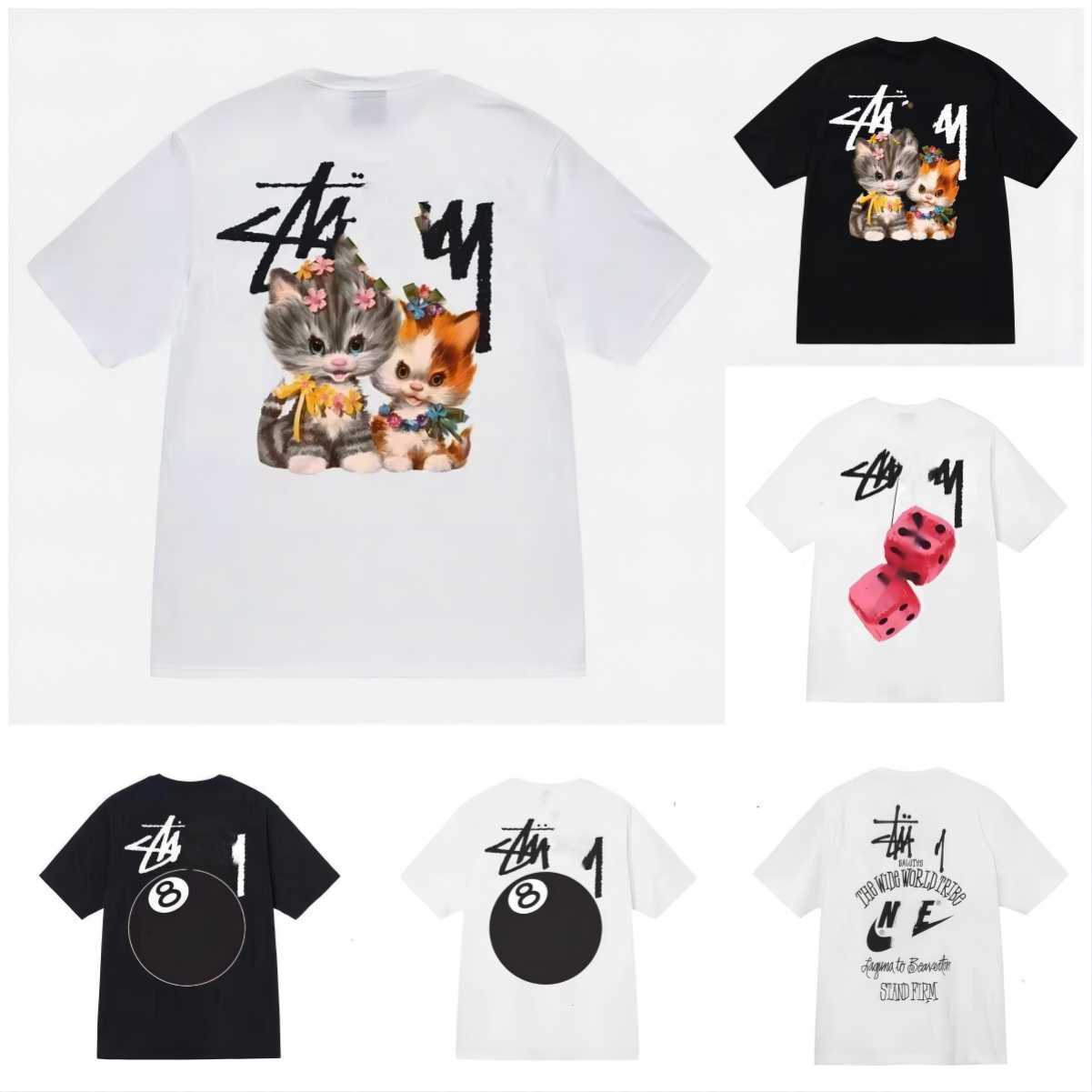 

Designer Luxury fashion brand stussys Classic Mens And Womens T Shirt Dice pattern printed alphabet Summer High Street Trend Q72