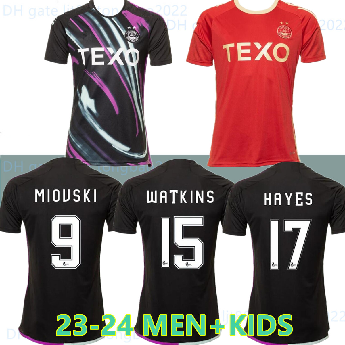 

23 24 Aberdeen FC soccer jerseys home away SPECIAL HAYES 17 WATKINS 15 MIOVSKI 9 DUK 11 2023 jersey football shirts, 23-24 away