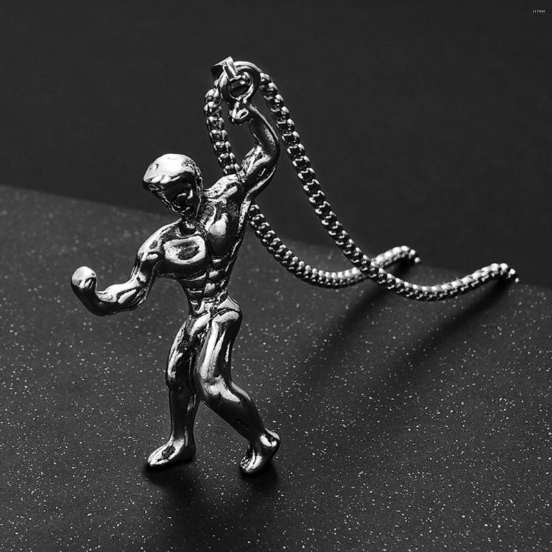 

Chains Muscular Man Lifting Dumbbell Shaped Pendant Necklace Sporty Style Chain Necklaces For Men Fitness Lover Accessories Gift