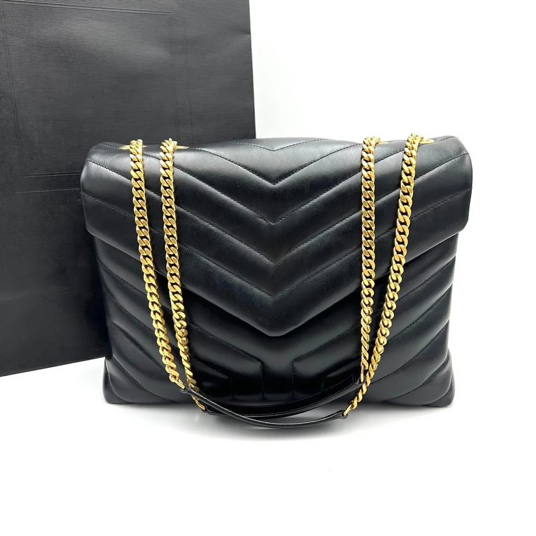 

mirror quality Classic flap Crossbody Bag Women's mens Designer hand bag strap Luxury Genuine Leather tote Metal silver chain letter quilted shoulder clutch Bags, Black gold