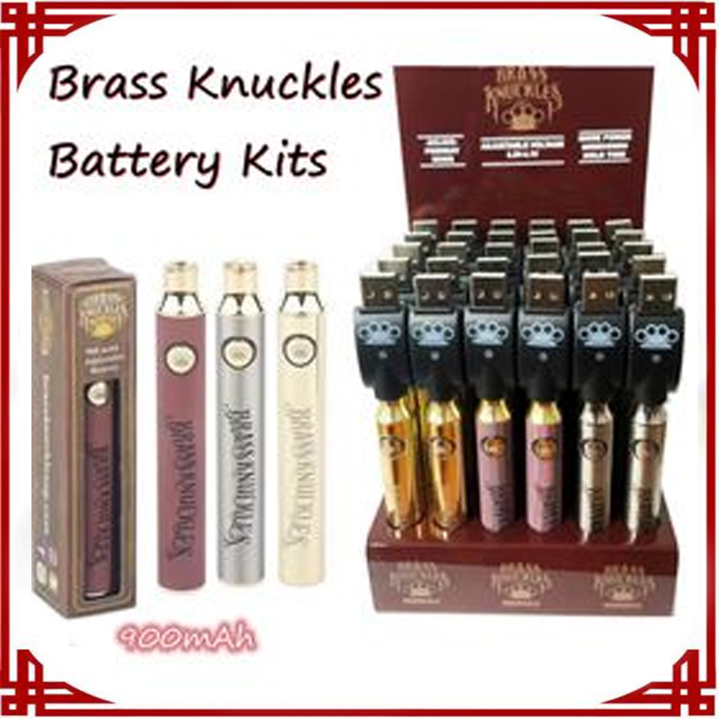 

Brass Knuckles Preheat Battery 900mAh BK Kit Display Blister Kits Adjusted Voltage Battery Variable USB Chargers Fit 510 Thread Cartridge VV, Gold