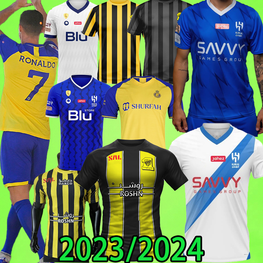

Al ittihad BENZEMA 23 24 Nassr Hilal FC soccer Jerseys NEVES Ronaldo KANTE Men Kit Al-Ittihad uniform 2023 2024 JOTA KOULIBALY BROZOVIC Football shiirt Al-Nassr, 22/23