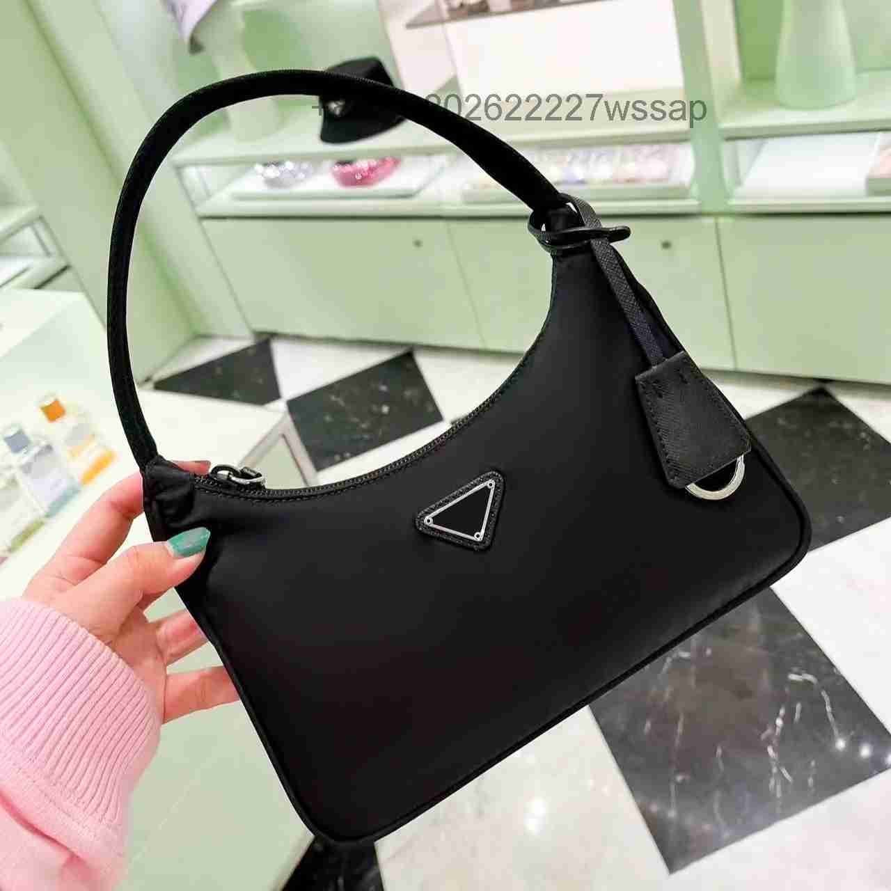 

lady 3pcs ReEdition Nylon prad triangle bag for Womens pink Designer cleo Saffiano luxury men tote bags fashion crossbody handbag Shoulder leather purse clutch, 1-sky blue