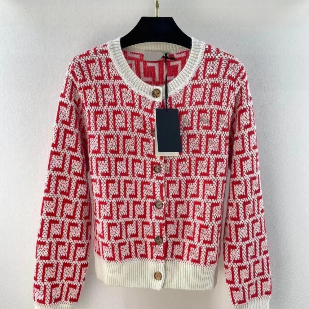 

Fall Designer women sweater Classic F letter jacquard Luxury fashion high-end ethos knitted cardigan comfortable and warm, Red