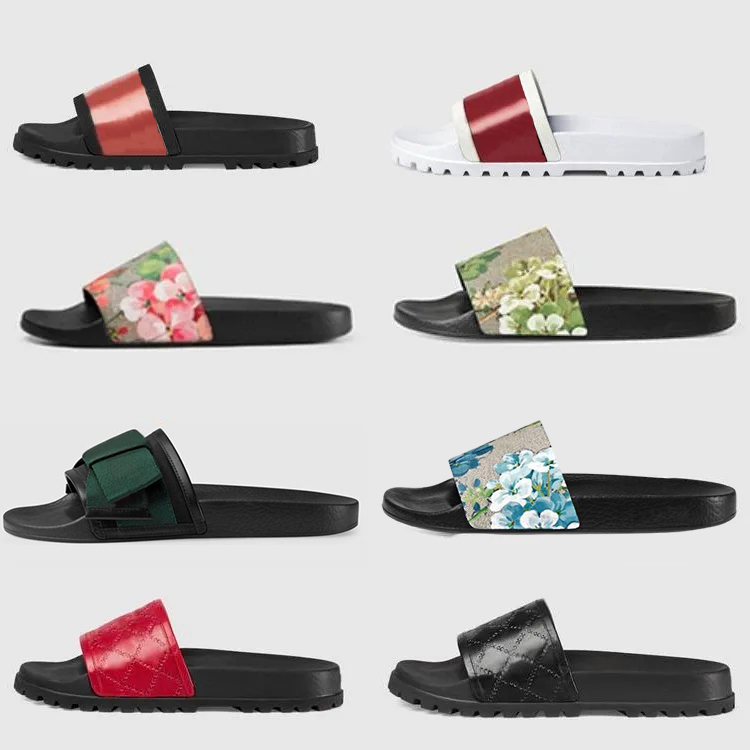

2023 Platform Designer Rubber Slides Sandal Floral brocade Fashion Mens Gear bottoms Flip Flops Slippers Striped Womens Sandals Flat Heels Loafers sliede 36-48