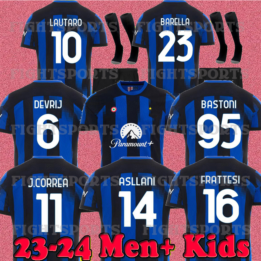 

23  season Inter soccer jerseys LUKAKU ERIKSEN ALEXIS DZEKO CORREA UNIFORMS football shirts 2023 Milans men kids kit Player Version jersey blue soccer jersey, 23 24 home kids