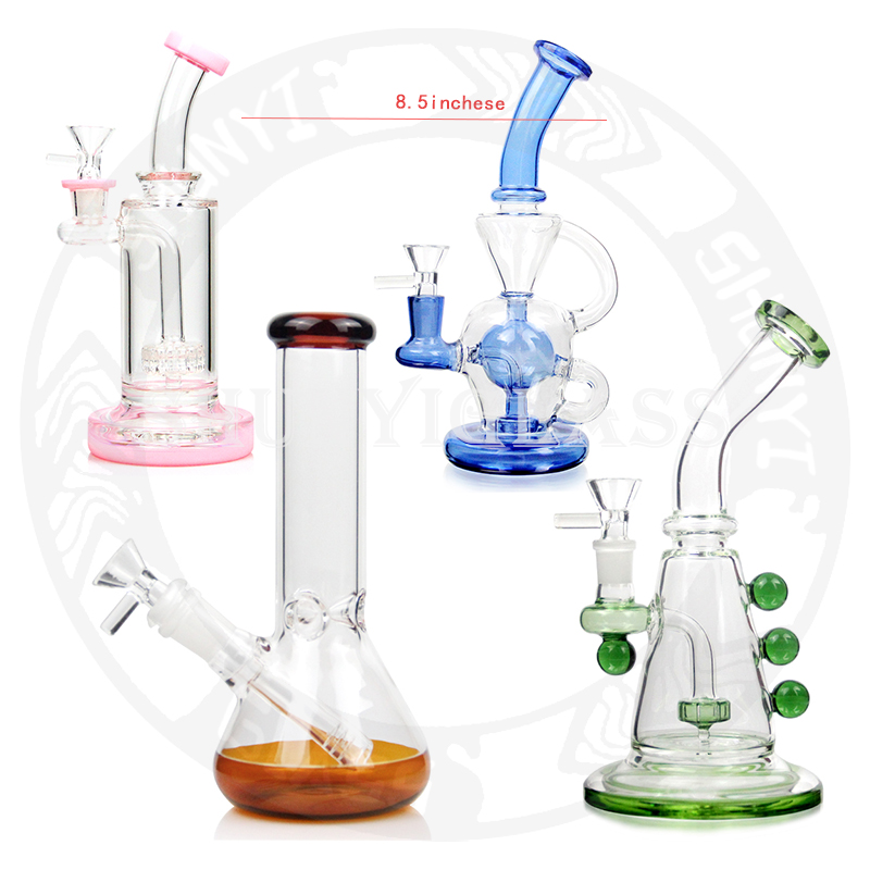

8.5 Inches dab rig recycler Inline Perc Glass Bong Hookah Smoking Water Pipe Tobacco Shisha cool bongs