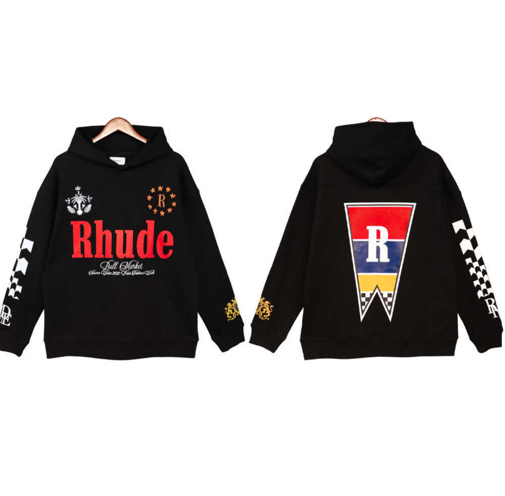

2023 Mens Hoodies Rhude hoodie Letter Print Long Sleeve Fashion Men Women Sweatshirts Luxury Sweater Hip Hop hoodies Luxury brand Sweatshirts US SIZE, 18