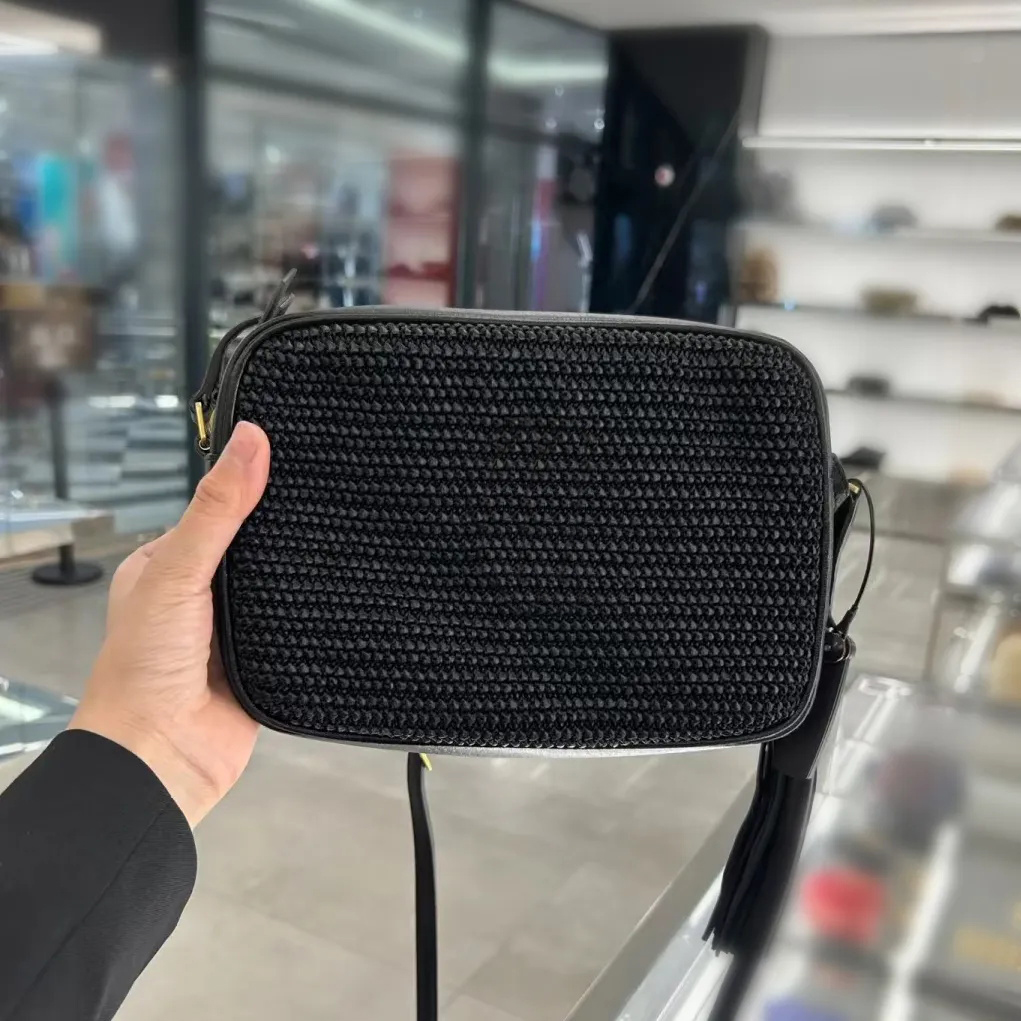 

Womens tassel Raffias lou camera bag designer Luxury wallet shoulder Messenger bags Straw weave crossbody vanity hand bag Mens weekend chain clutch tote beach bags, Black gold