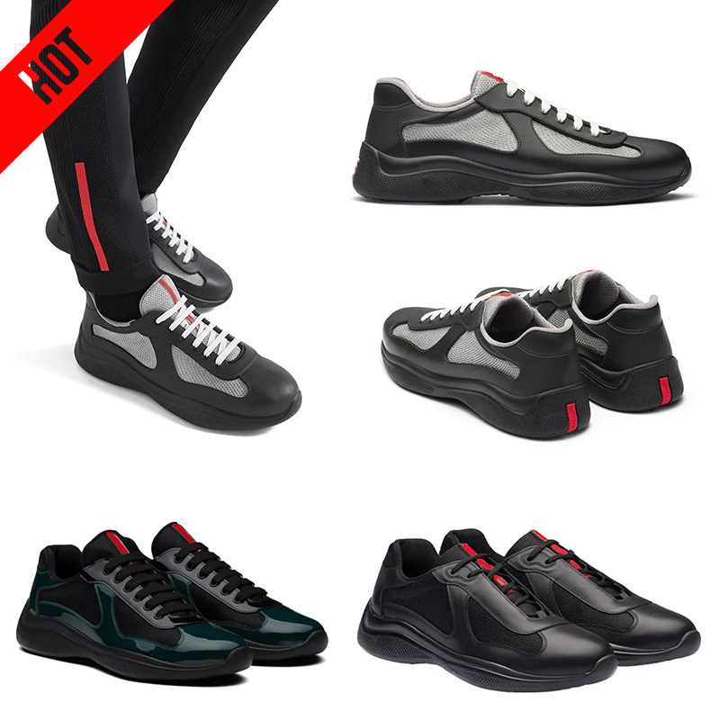 

With Box Designer Mens Americas Cup Xl Classic Casual Shoes Patent Leather Flat Trainers low top Sneakers Mesh America for Men Lace-up Sneaker, Color#1