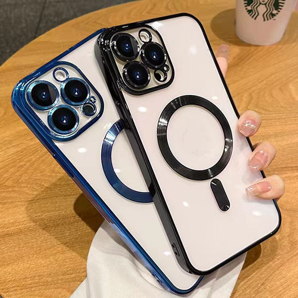 phone cases Luxury Transparent Magnetic Magsafe Wireless Charging Case For iPhone 14 13 12 11 Pro Max Clear Plating Soft Silicone Cover-image-884727402