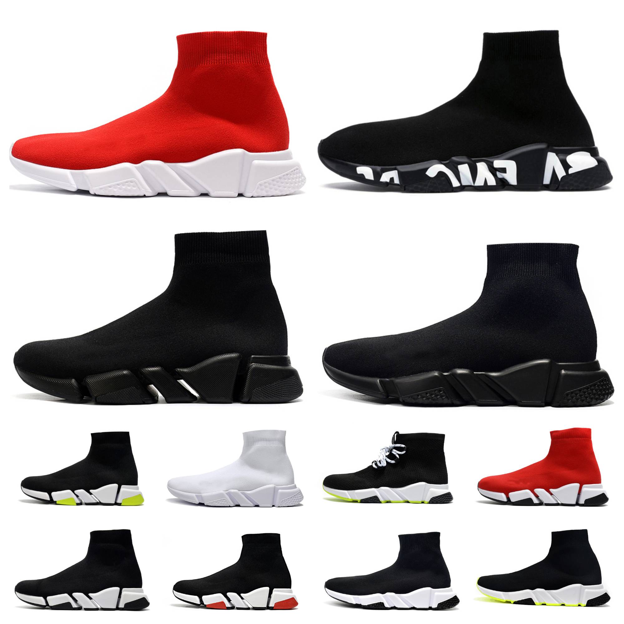 

Designer Fly Knit Socks Speed Graffiti Sole 1.0 Casual Shoes Platform Mens Runner Triple Black White Sock Shoe Master Womens Sneakers Classic speeds trainer walking, Bubble package bag