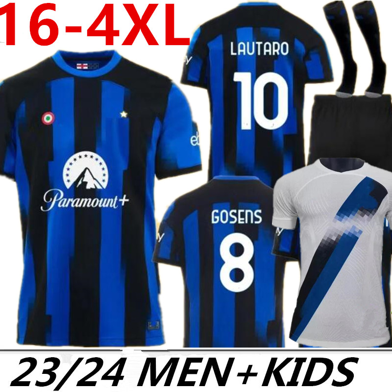 

S- 2023 player version LUKAKU soccer jersey BARELLA INTERS DZEKO MILANS LAUTARO VIDAL J. CORREA football shirt CALHANOGLU GAGLIARDINI Men kit Yellow Kids equpment, Player version 23/24 slim