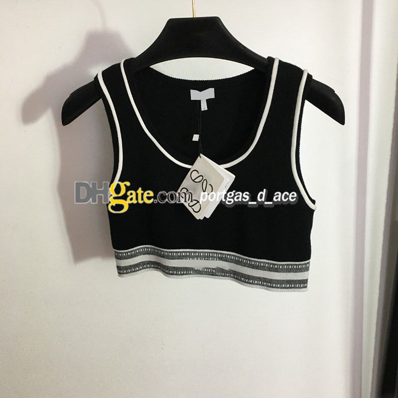 

Cropped Knitted Tops Women T Shirts Sleeveless Short Tank Tops Summer Lady Charming Woman Tanks Top, White with label#20234436