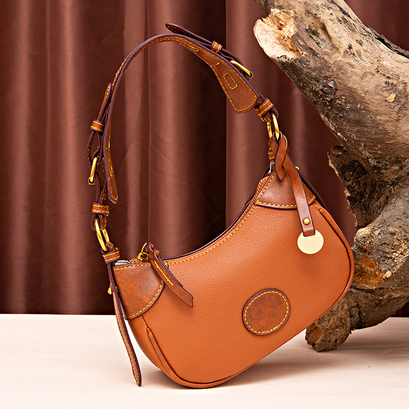 

designer bag PU Popular Tote Bag New Reto Bag Particle Pebble Pattern Contrast Handbag Single Shoulder Crossbody Women's Shell Bag, Light brown