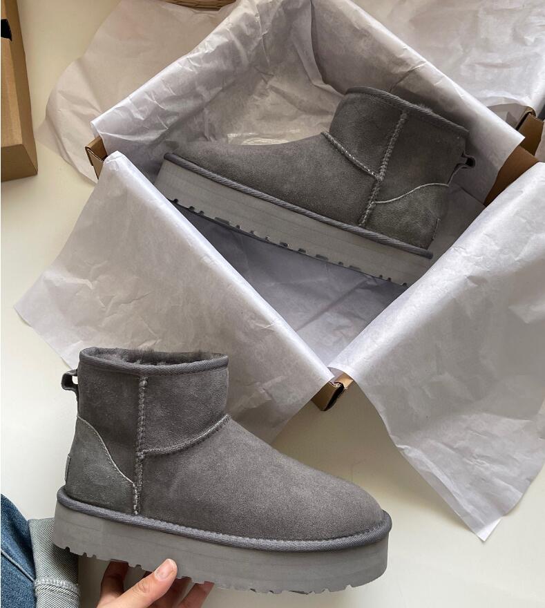 Australia Mini Platform Boots Designer Woman Thick Bottom Ankle Warm Fur Snow Boot Australian Fluffy Fuzz Mule Tazz Slippers