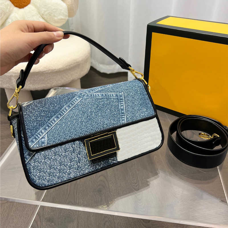 

denim vintage Baguette crossbody women luxurys handbag wallet women Flap Shoulder Bags Party Evening Crossbody Purse 221111, Black--22*13cm
